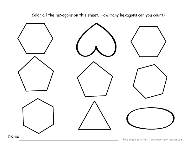hexagon worksheet for preschool