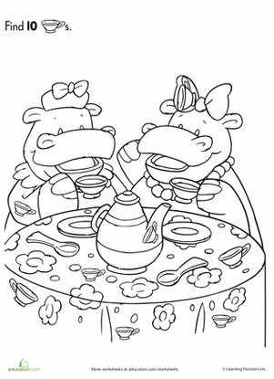 Find the Hidden Objects: Teacups | Worksheet 