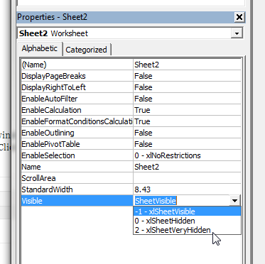 Very hidden Excel Sheets - User Friendly