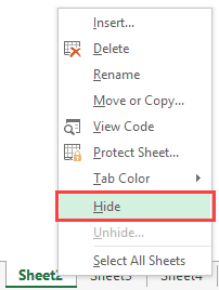 hide a worksheet in excel