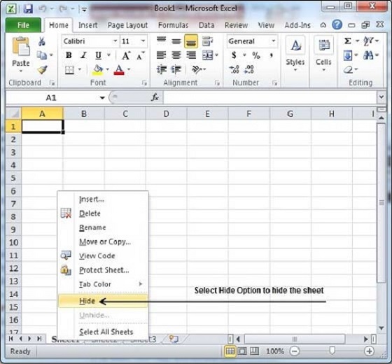 Hiding Worksheet in Excel 2010