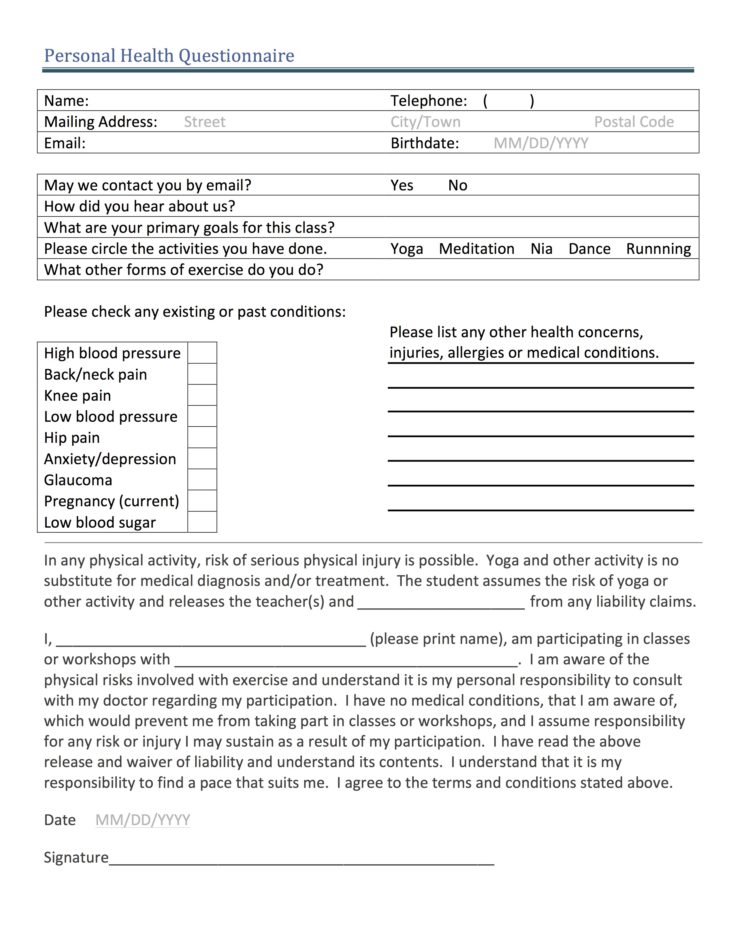 Student Waiver Form - Shannon Crow