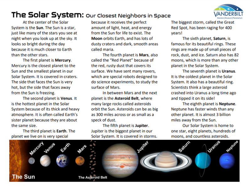 high school astronomy worksheet
