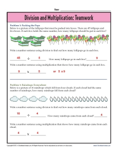 3rd Grade Multiplication and Division Worksheets