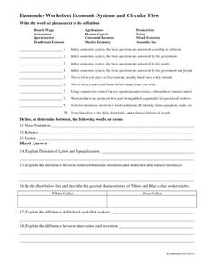 high school economics worksheet