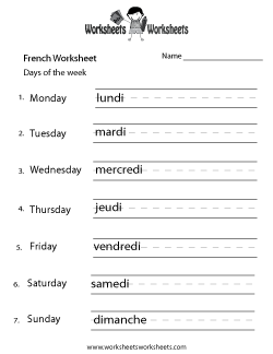 high school french worksheet
