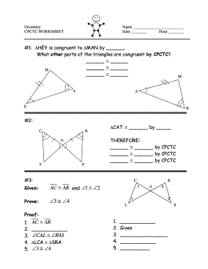 MD Old Mill High School Geometry CPCTC Worksheet - Fill and Sign ...