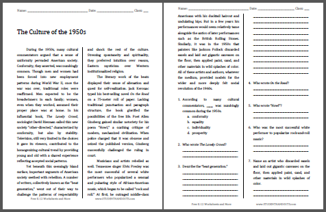 high school history worksheet printable