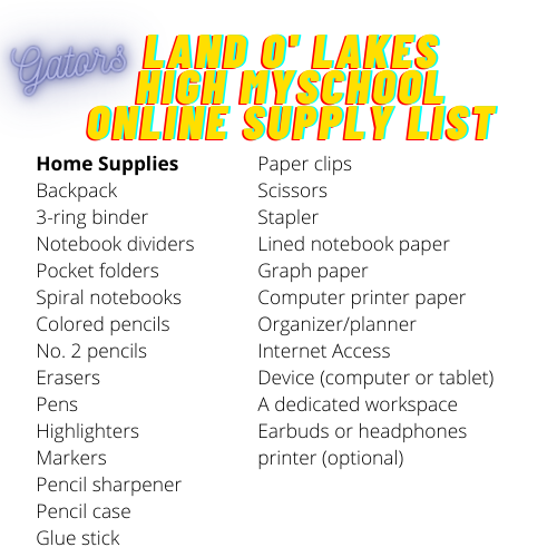 mySchool Online Supply List | LAND O LAKES HIGH SCHOOL