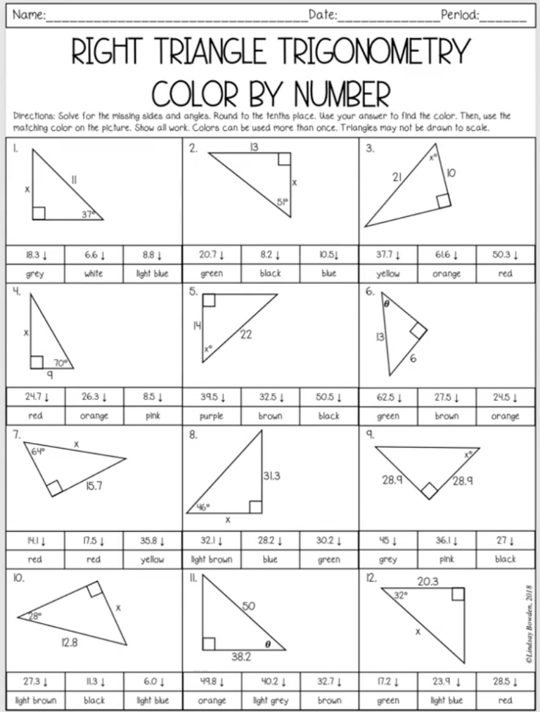 high school math worksheet with answers