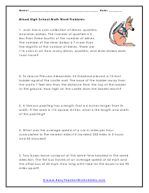 High School Word Problems Worksheets - Worksheets Library