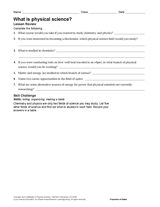 What Is Physical Science? Worksheet Printable (6th - 12th Grade ...