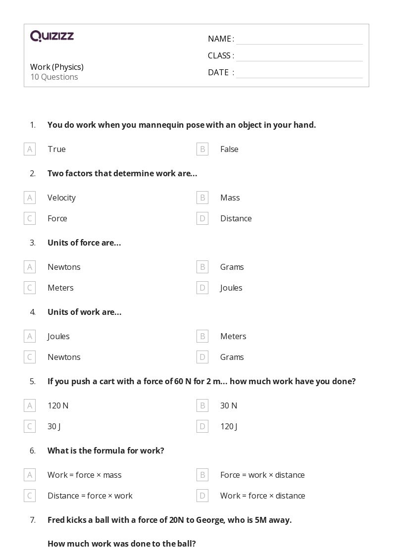 high school physics worksheet