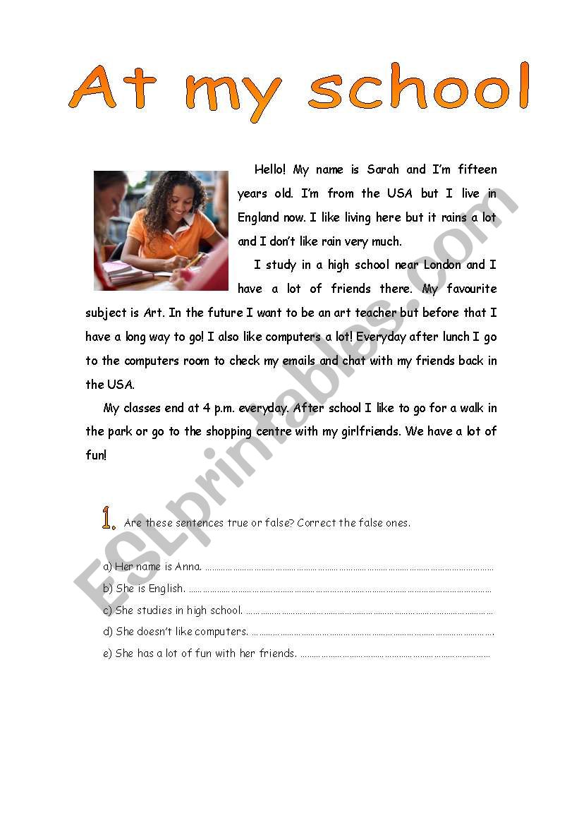 high school reading comprehension worksheet