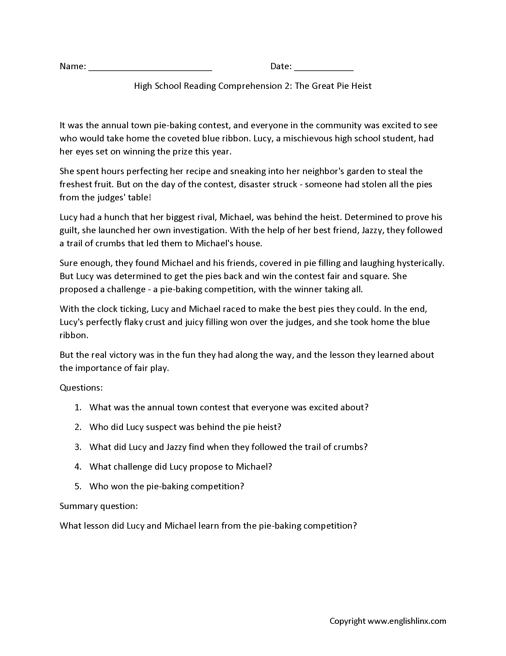 Reading Comprehension Worksheets | Online or Printable