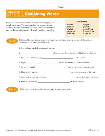 high school spelling worksheet