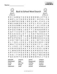 Back to School- Word Search - Teaching Squared