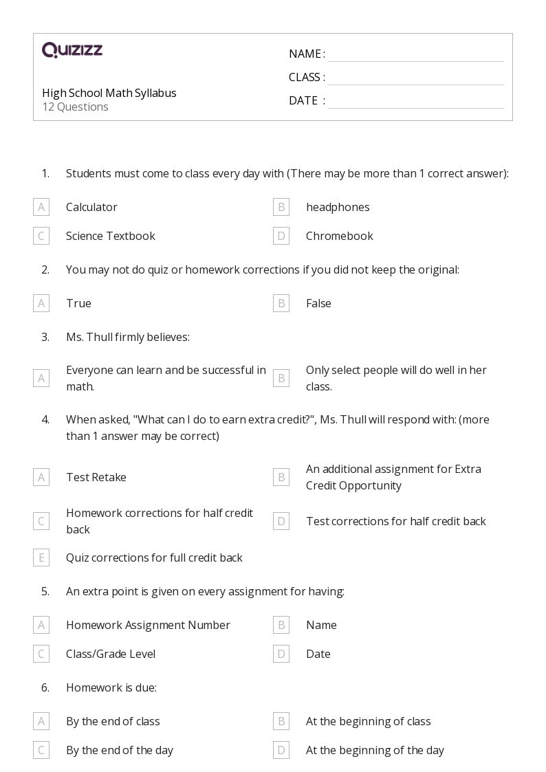50+ High School Science worksheets on Quizizz | Free &  Printable
