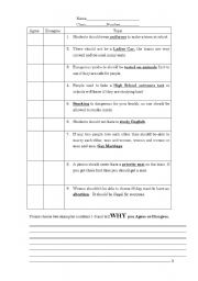 English worksheets: Agree or Disagree