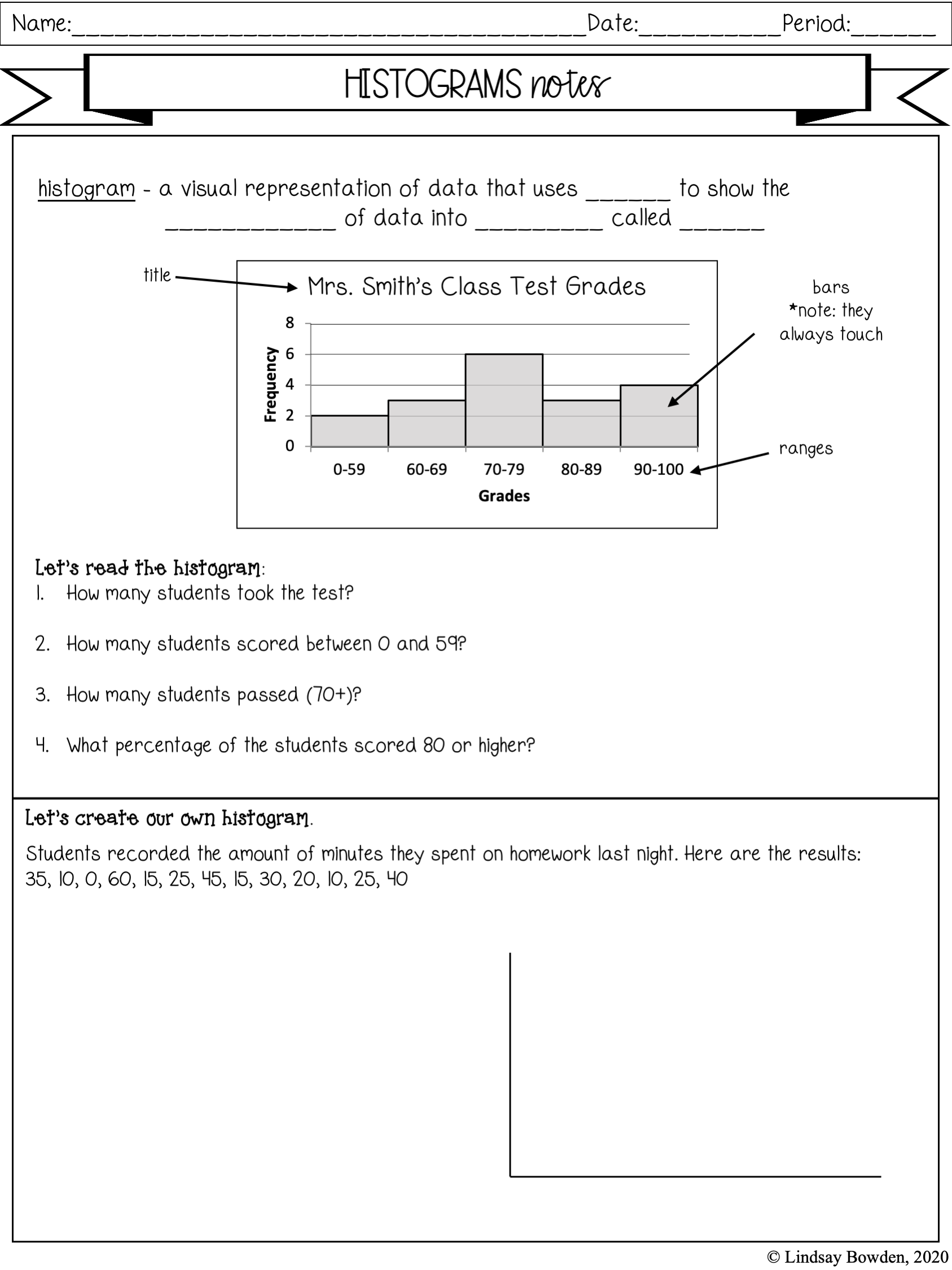 Histograms Notes and Worksheets - Lindsay Bowden