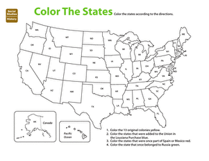U.S. Expansion: Color by History | Worksheet | Education.com