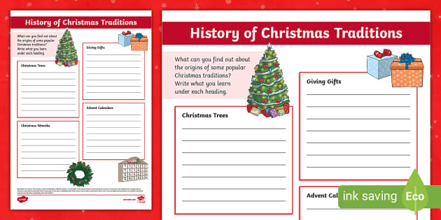 history of christmas worksheet