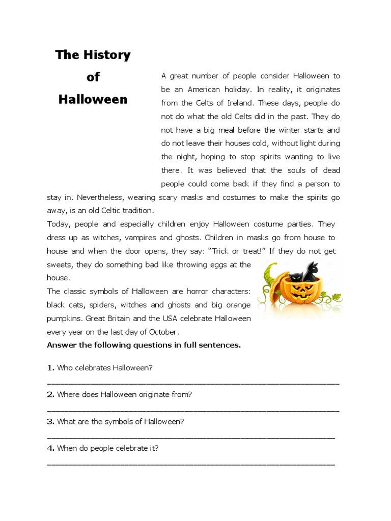 Free history of halloween worksheet Download Free history of halloween