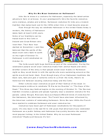 history of halloween worksheet