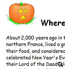 history of halloween worksheet