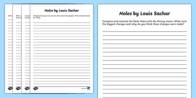 Holes by Louis Sachar Writing Worksheet / Worksheet -Irish, worksheet