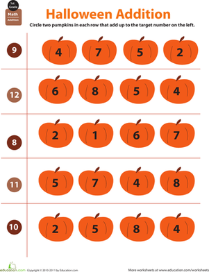 holiday addition worksheet