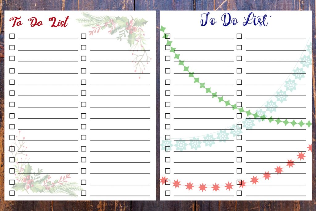 Free Printable Holiday To-Do Lists • Rose Clearfield