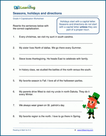 holiday worksheet grade 4
