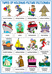 Holiday Types ESL Vocabulary Worksheets