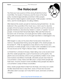 holocaust worksheet