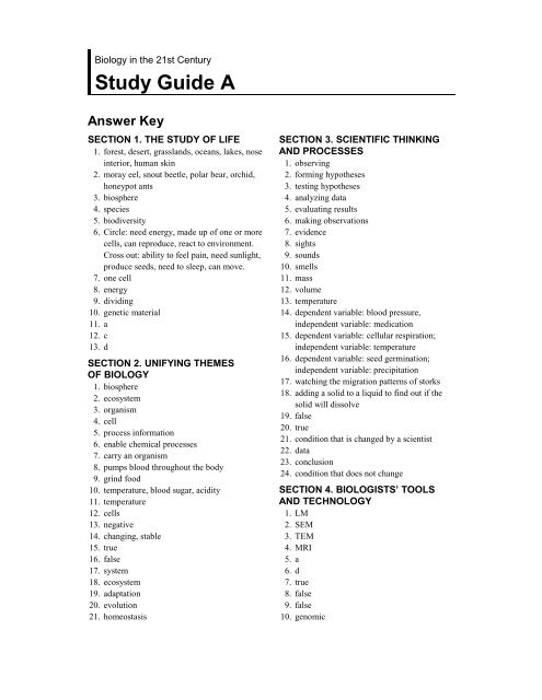 holt biology worksheet answers