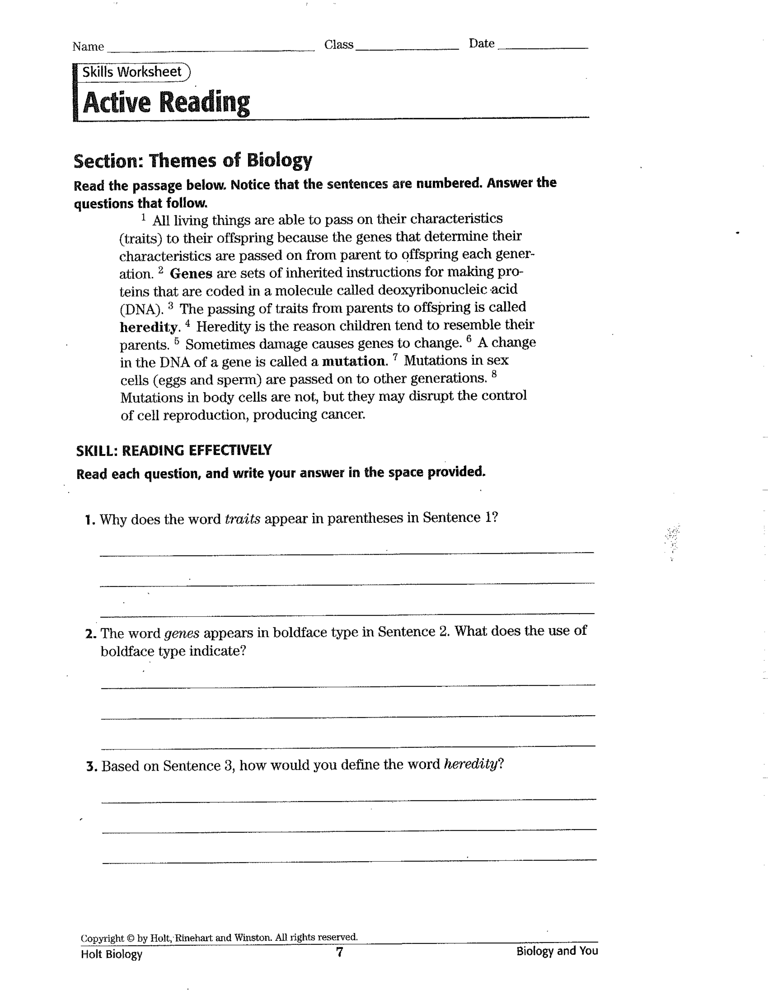 Free holt biology worksheet, Download Free holt biology worksheet png