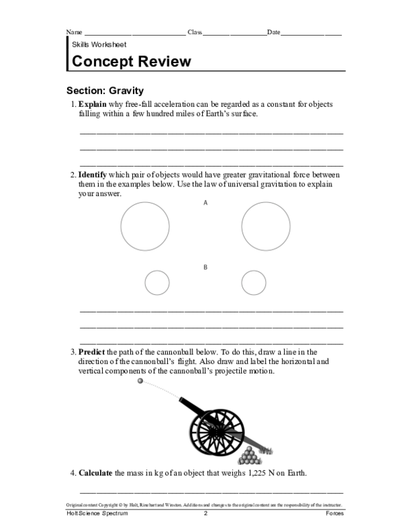 holt physics section review worksheet answers