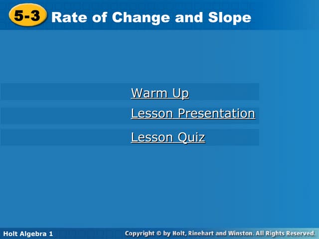 Chapter 5 Rate of Change and Slopes | PPT