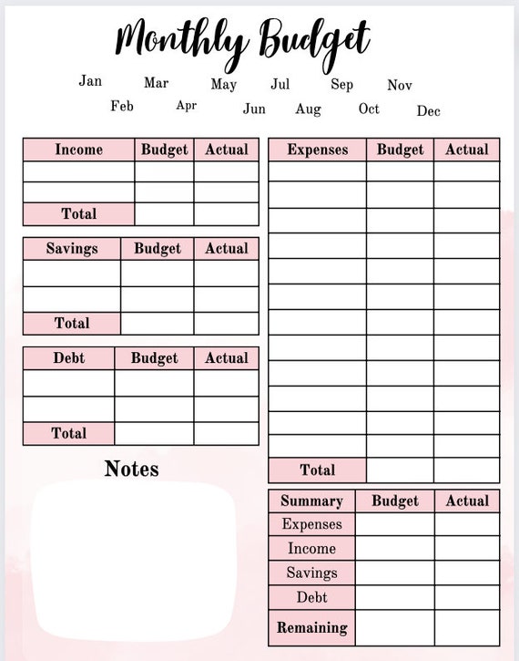 home budget worksheet