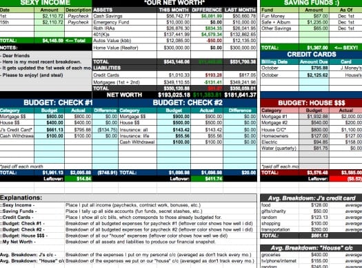 home budgeting worksheet