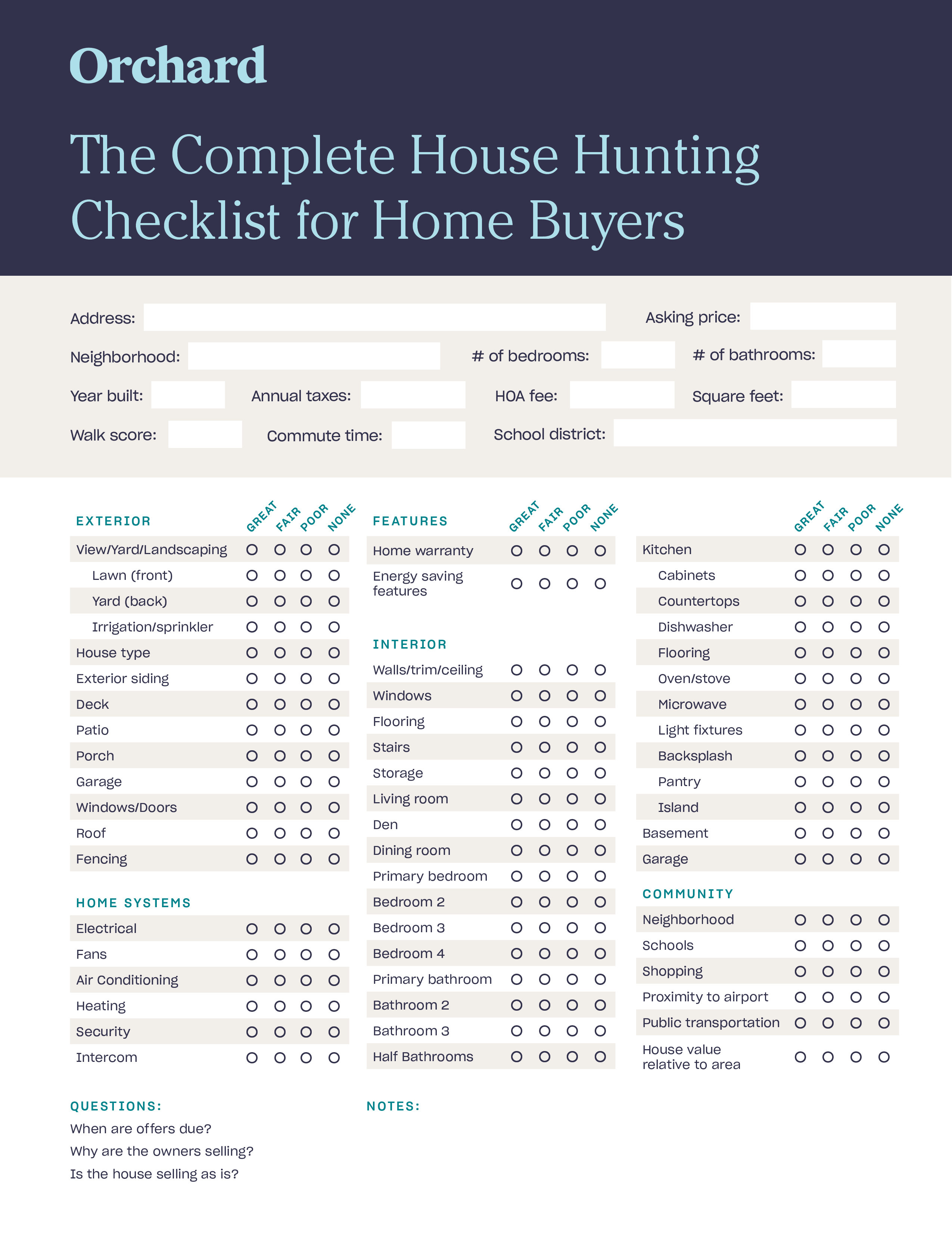 home buying worksheet
