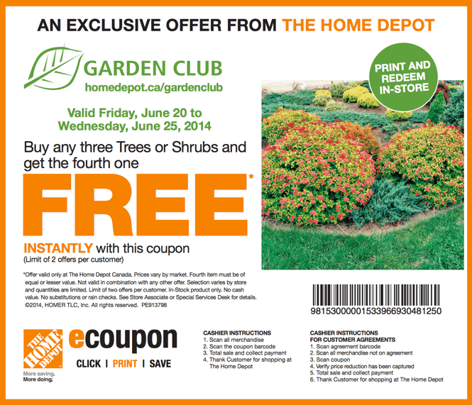 home depot garden club coupons printable