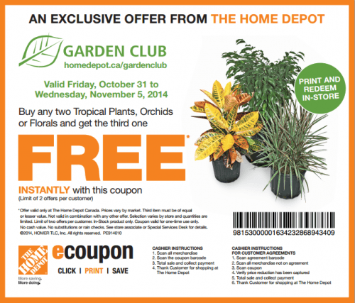 home depot garden club coupons printable