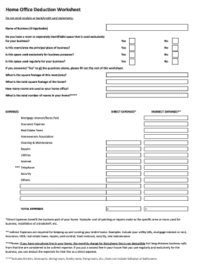 Home Office Deduction Worksheet - Fill and Sign Printable Template ...