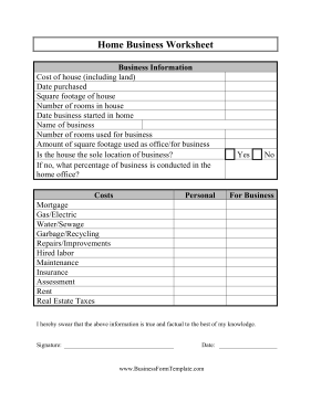 home office tax deduction worksheet