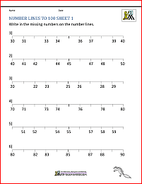 Number Line to 20 Worksheets