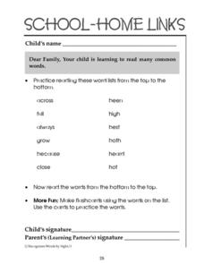 School-Home Links: Reading Common Words 2 Worksheet for ...