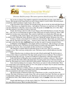 Houses Around the World Worksheet for 4th - 7th Grade | Lesson Planet