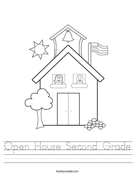 Open House Second Grade Worksheet - Twisty Noodle